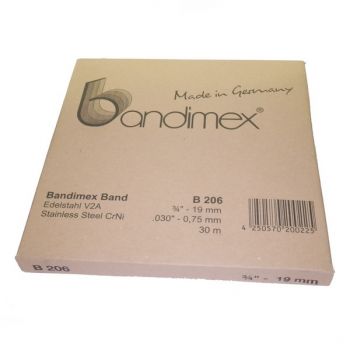Bandimex Band B206,  3/4"=19mm, vollrunde Kanten, V2A Edelstahl, 30 m/Rolle