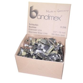Bandimex-Schlaufen 3/4"=19mm V2A Edelstahl, 100 Stck ./Packung